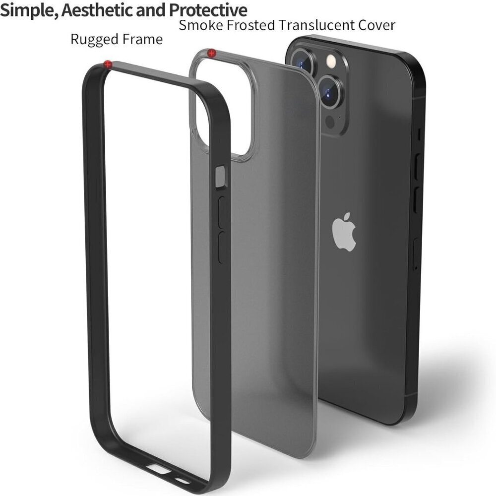 Black Rim Smoke Translucent Case iPhone 12/12 Pro Slim Shockproof Partial Matte - Picture 7 of 8